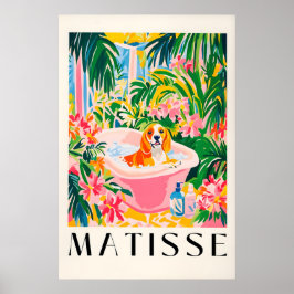 Póster Beagle in Bathtub Art Print Matisse Style Dog