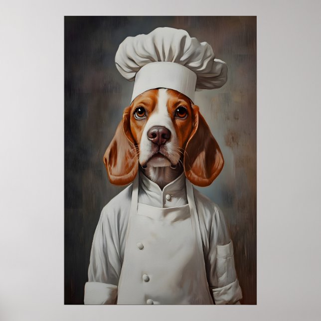 Póster Beagle In Chefs Hat Poster, Pet Poster, Beagle In (Frente)