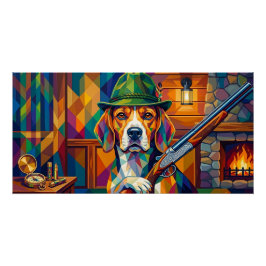 Póster Beagle Jäger Pop Art – Moderner Jagdhund