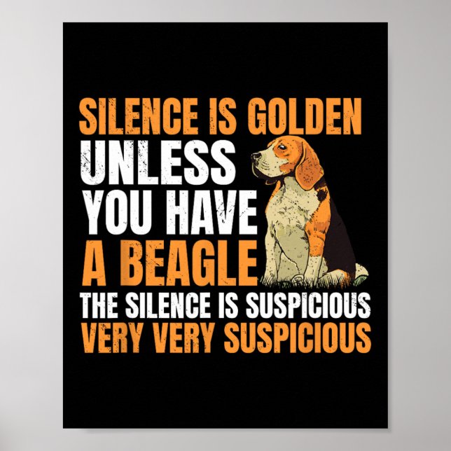 Póster Beagle Pequeño olor Perro Caza Mascota Silencio de (Frente)
