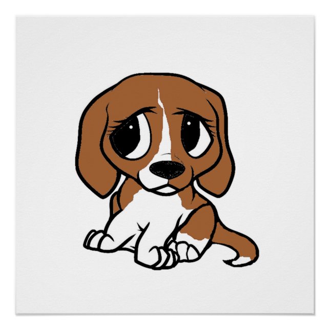 Póster beagle personalizado blanco rojo (Anverso)