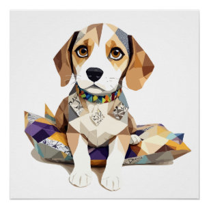 Póster Beagle Playful Adorable Cut Animal Colorful Funny