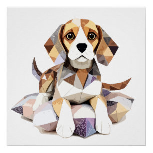 Póster Beagle Playful Adorable Cut Animal Colorful Funny