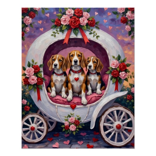 Póster Beagles Dog Valentine's Day  (Anverso)