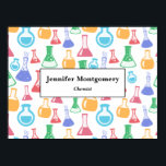 Póster Beakers and Flask Fun Science Pattern Business<br><div class="desc">Un poster con un patrón divertido y colorido. Los investigadores científicos vivirán con vasos y frascos de diferentes formas y tamaños en colores alegres y brillantes.</div>