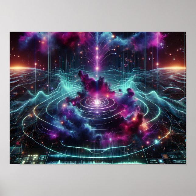 Póster Beams And Waves Cosmic Energy Sci-fi Space Poster (Frente)