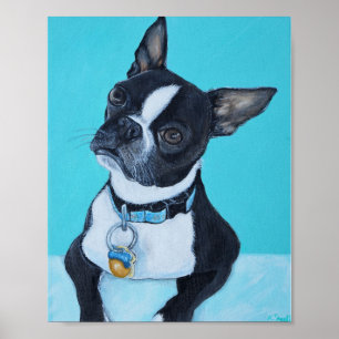 Póster Beans the Boston Terrier Painting