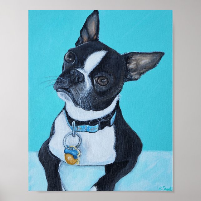 Póster Beans the Boston Terrier Painting (Frente)