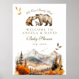 Póster Bear Adventure Fall Mountain Neutral Baby Shower