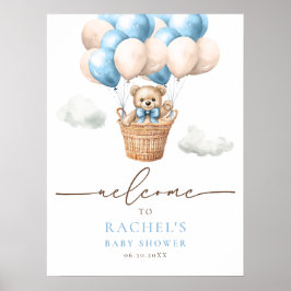 Póster Bear Air Balloon Bebé Bebé Bienvenida