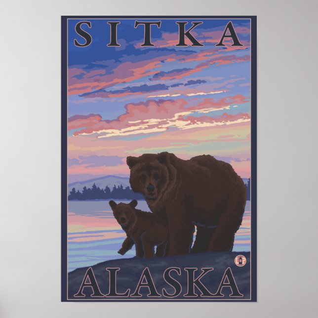 Póster Bear and Cub - Sitka, Alaska (Frente)