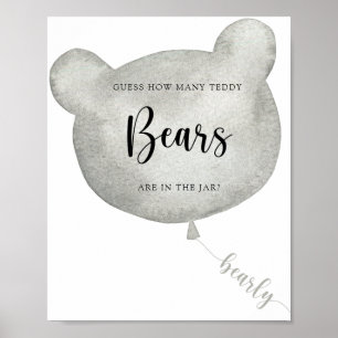 Póster Bear Balloon adivina cuántos osos de peluche poste