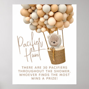 Póster Bear Balloons Caza Pacificadora Baby Shower modern