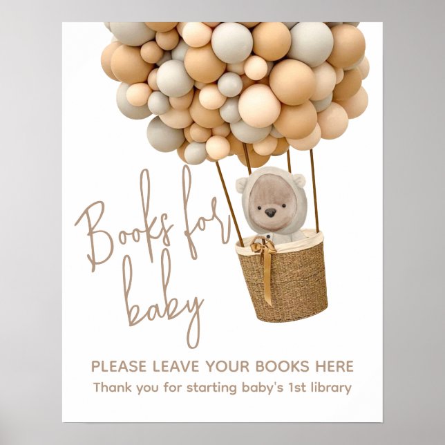 Póster Bear Balloons Libro moderno de Baby Shower para el (Frente)