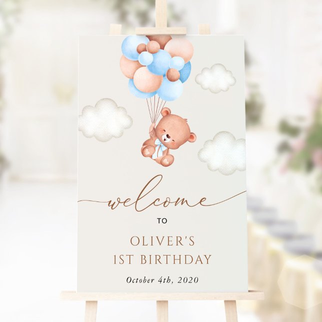 Póster Bear Bebé, Globos Azules, Primera Bienvenida De Cu (Subido por el creador)