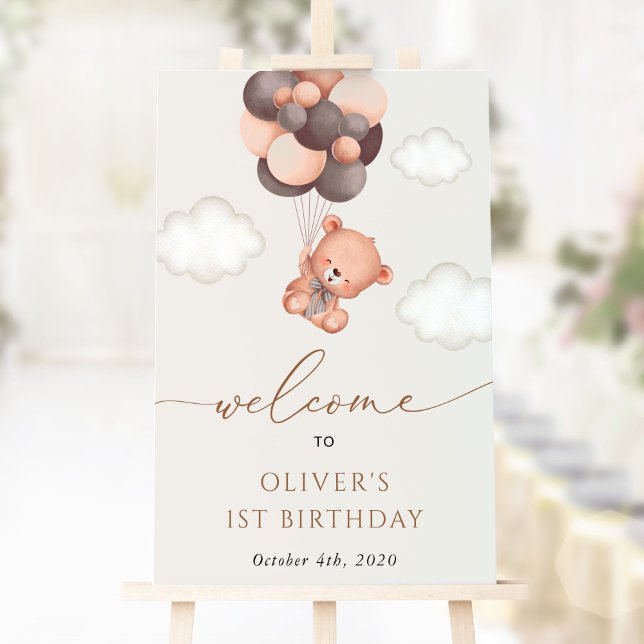 Póster Bear Bebé, Globos Marrones, Primera Bienvenida De  (Subido por el creador)