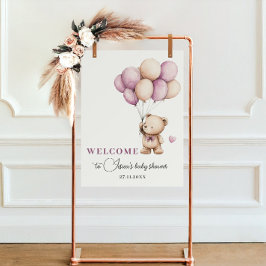 Póster Bear de Oso de Teddy espera globo violeta beige