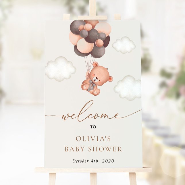 Póster Bear de peluche, globos marrones, bienvenida a Bab (Subido por el creador)