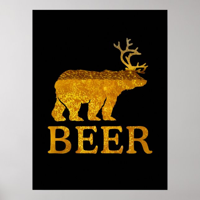 Póster Bear Deer or Beer Bold Silhouette (Frente)