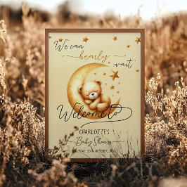 Póster Bear Durmiente En La Bienvenida De Baby Shower Moo