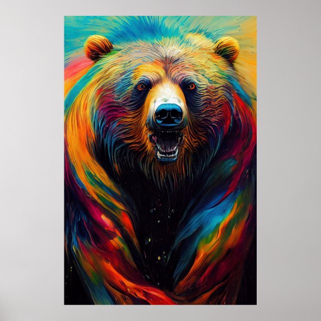 Póster Bear Grizzly Animal Discovery Adventure Nature Pla (Frente)