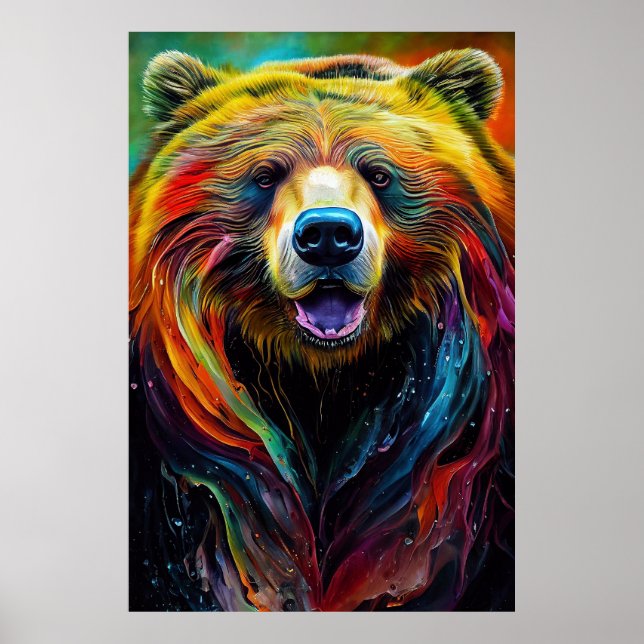 Póster Bear Grizzly Animal Discovery Adventure Nature Pla (Frente)