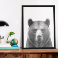 Bear Head Portrait Black white