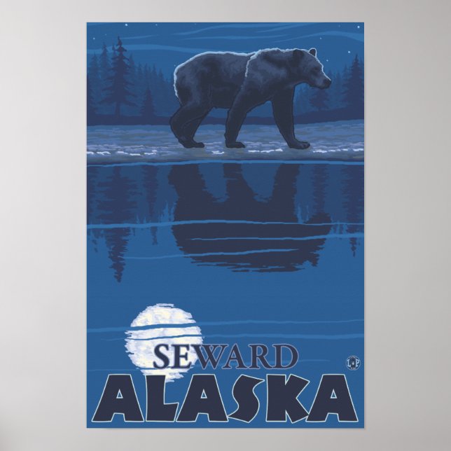 Póster Bear in Moonlight - Seward, Alaska (Frente)