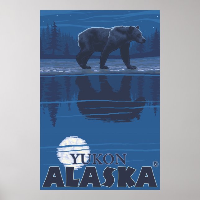 Póster Bear in Moonlight - Yukon, Alaska (Frente)