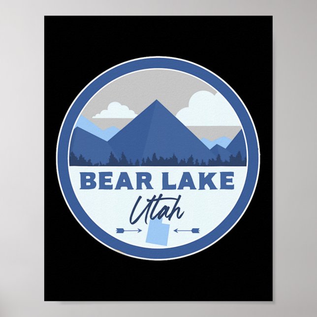 Póster Bear Lake Utah Ut Mountains Badge Hiking Souvenir  (Frente)