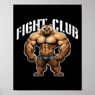 Póster Bear Músculos Boxeo Curso de entrenamiento Gimnasi