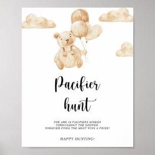 Póster Bear pacifier caza bebé poster de juego de ducha