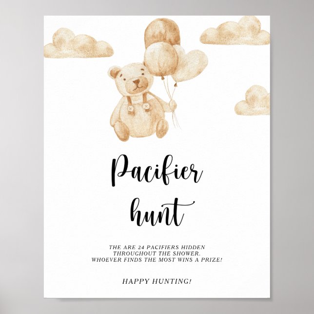 Póster Bear pacifier caza bebé poster de juego de ducha (Frente)