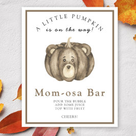 Póster Bear Pumpkin baby ducha Momosa bar