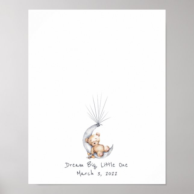 Póster Bear sentado en la luna - Libro de invitados (Frente)