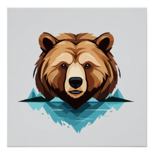Póster Bear Vector Art Animal Moderno Ciudad Urbana Gráfi