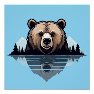 Póster Bear Vector Art Animal Moderno Ciudad Urbana Gráfi