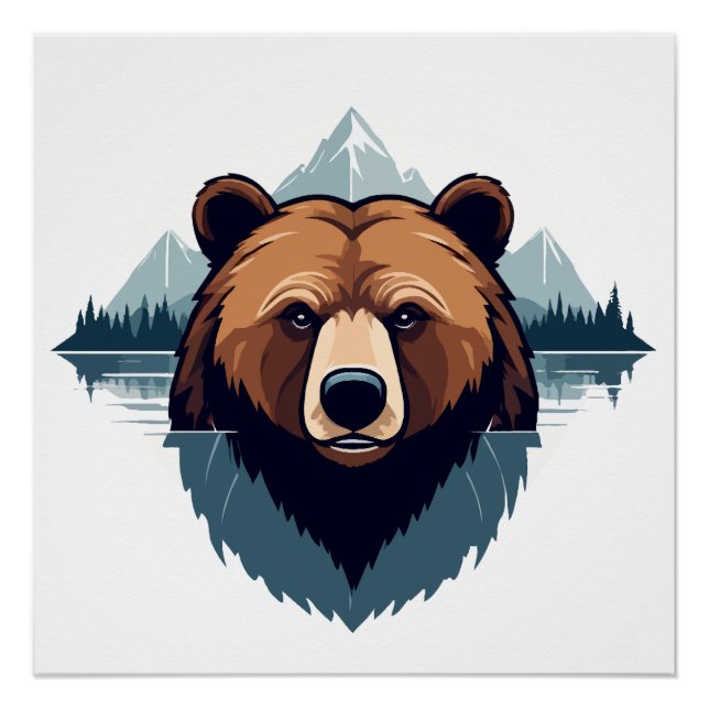 Póster Bear Vector Art Animal Moderno Ciudad Urbana Gráfi (Anverso)