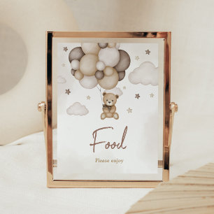 Póster Bear Wait Brown Balloon Food