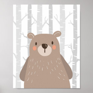 Póster Bear Woodland Animal Nursery Wall Art Imprimir