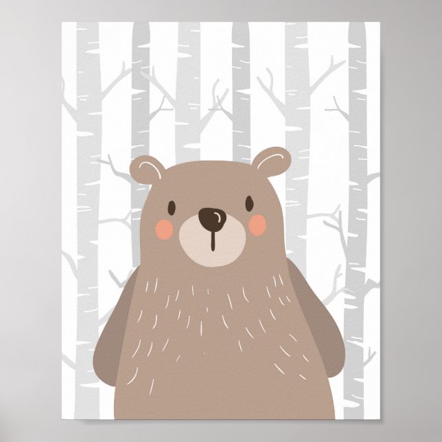 Póster Bear Woodland Animal Nursery Wall Art Imprimir (Frente)