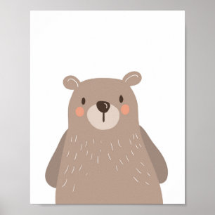 Póster Bear Woodland Animal Nursery Wall Art Imprimir