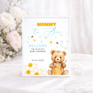 Póster Bear y Chica de miel, Bienvenida a Boy Baby Shower
