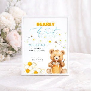 Póster Bear y Chica de miel, Bienvenida a Boy Baby Shower