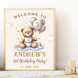 Póster Bear-y Sweet 3rd Birthday – Nursery or Party