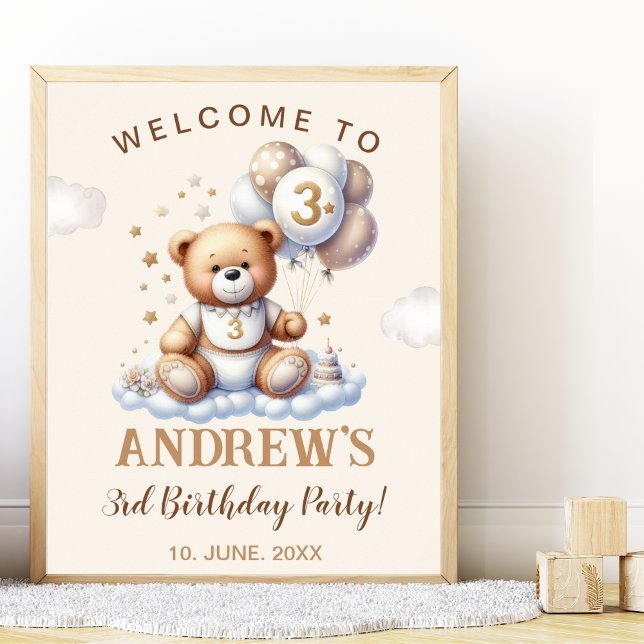 Póster Bear-y Sweet 3rd Birthday – Nursery or Party (Subido por el creador)