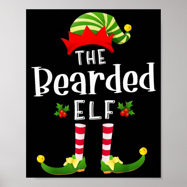 Póster Bearded Christmas Elf Matching Pajama X-mas Party  (Frente)