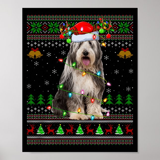 Póster Bearded Collie Dog Ugly Christmas Sweater Holiday  (Frente)