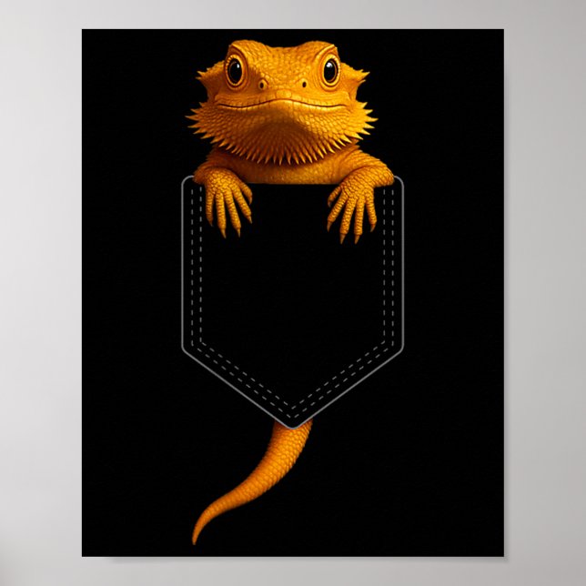 Póster Bearded Dragon Cket Cute Exotic Lizard Reptile Pet (Frente)