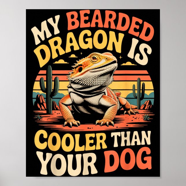 Póster Bearded Dragon Cooler Reptile Animal Beardie Beard (Frente)